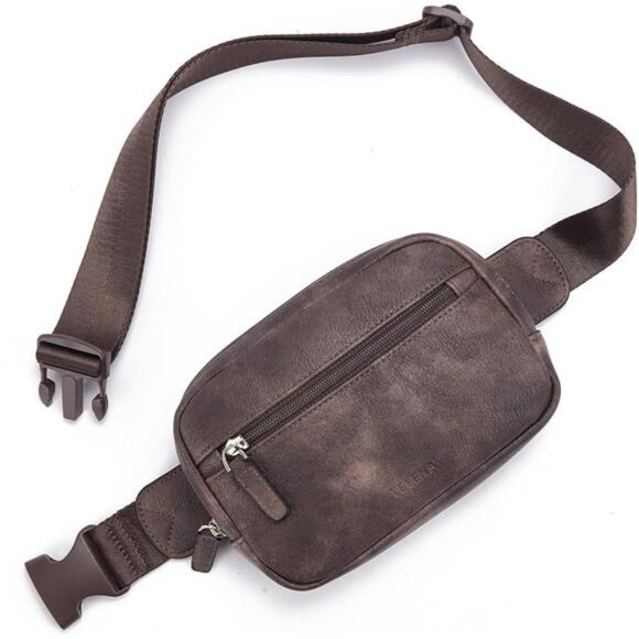 Women PU Leather Fanny Pack, Waist Bags Coffee - Picture 1 of 7